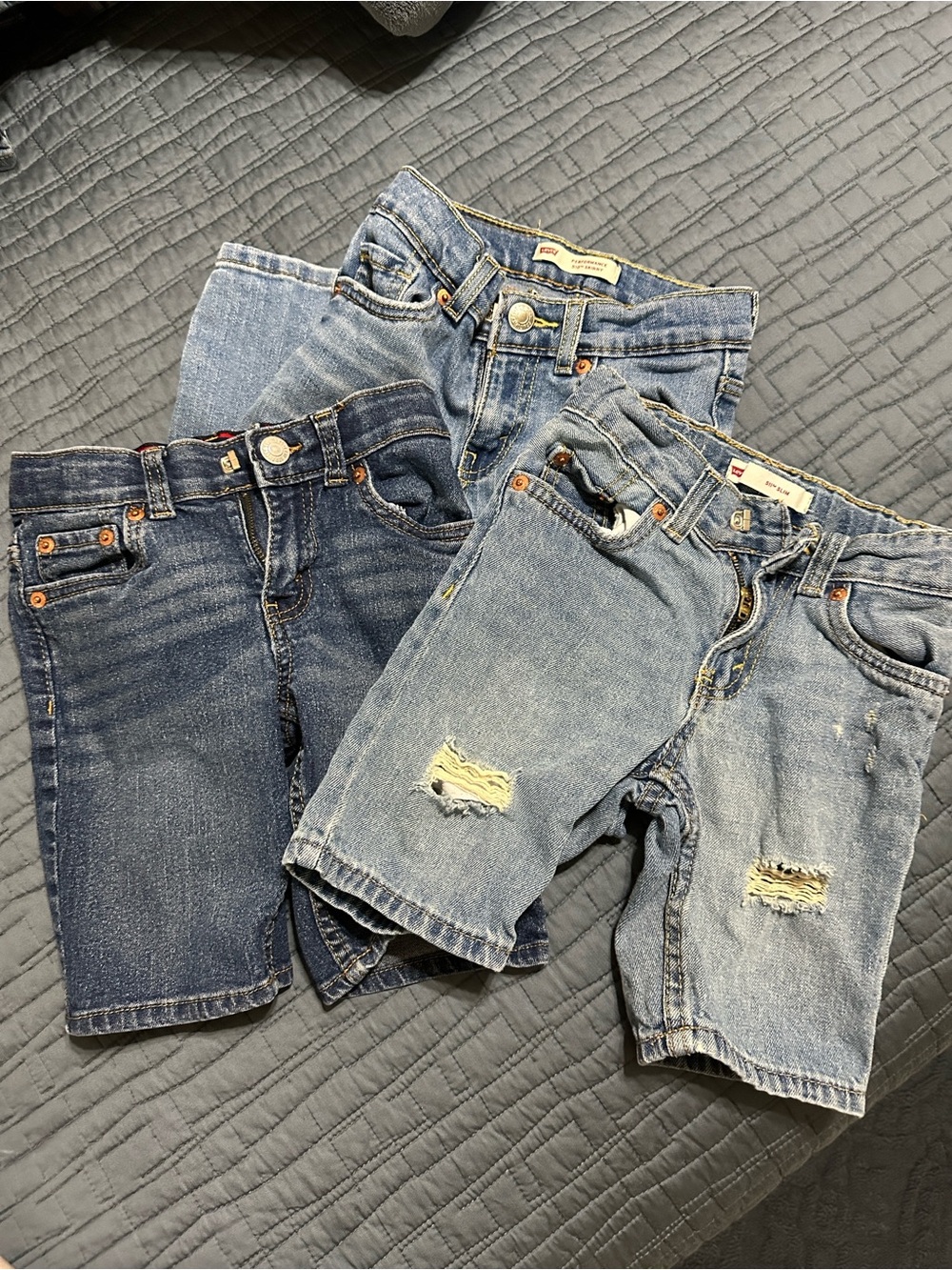 Levi's Boys' Denim Shorts Trio in Light & Dark Blue